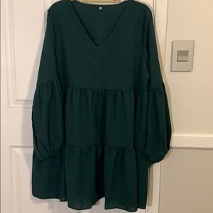 Green Tiered Shift Dress